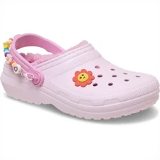 NEW Crocs Kids' Sizes C11, J1-J6 Classic Lined Daisy Clog - Pink Milk