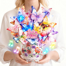 Elegant Butterfly Musical Card with Lights for Mother's Day Gifts
