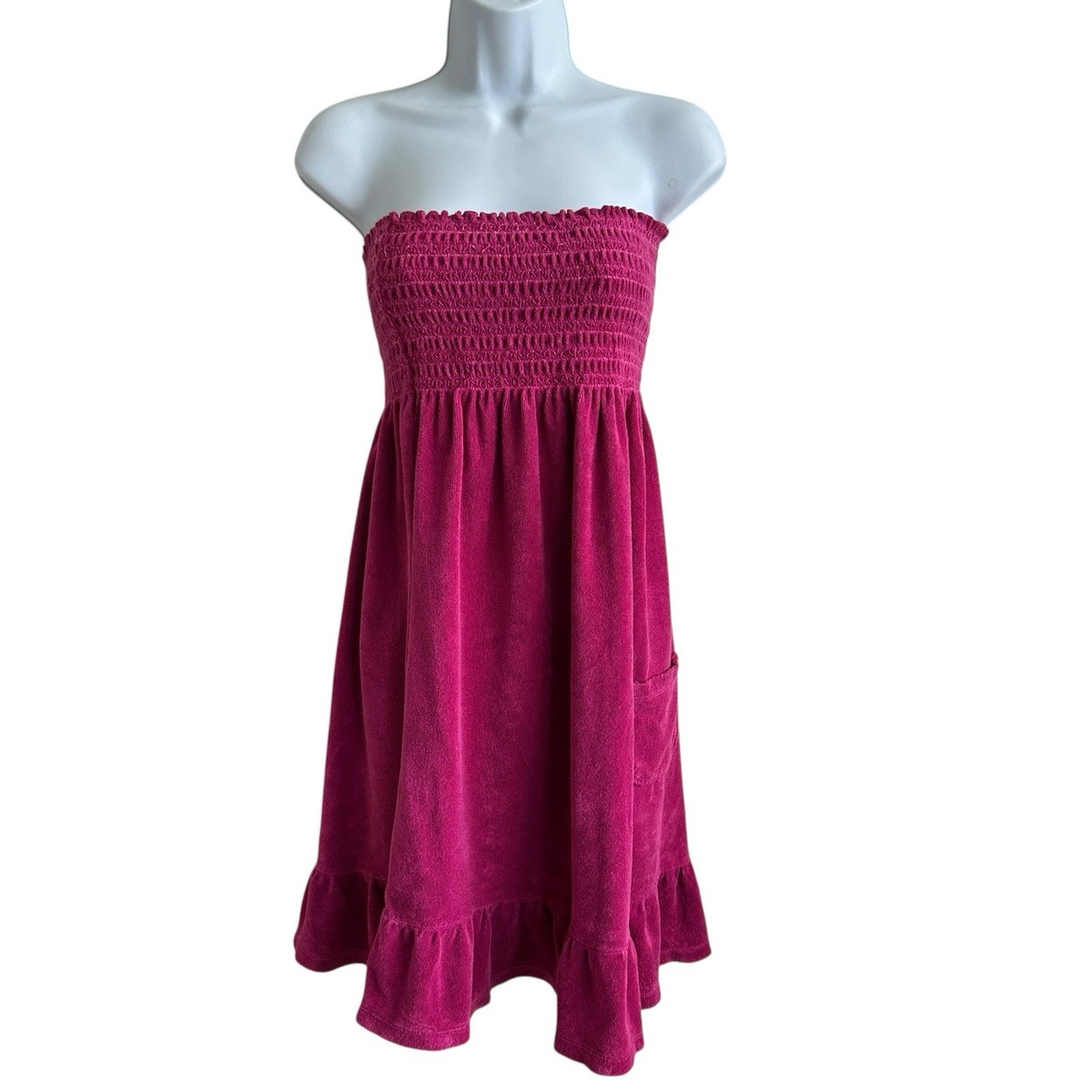 pink towel dress Juicy Couture Vintage Y2K Pink Terry Cloth Cover Up Dress L USA Towel Pool