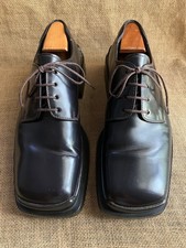 PRADA Mens Dark Brown Leather Derby Shoes Size UK 8.5 || US 9.5