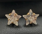 VINTAGE  9CT GOLD CUBIC ZIRCONIA EARRINGS STAR SHAPE