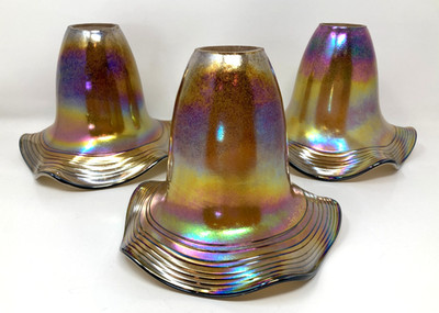 Todd Phillips Quoizel Art Glass Iridescent Light Pendants Lamp Shades Set of 3