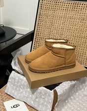 UGG Women s Brown Suede Ankle Boots Size 8 Shearling Lined Pull-On Flat