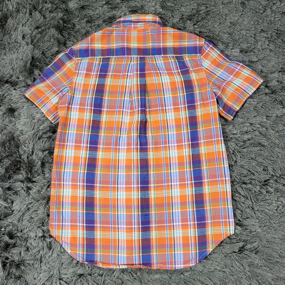 Ralph Lauren Shirt Boys Large 14-16 Orange Madras Plaid Short Sleeve Button Down - Image 4 of 4