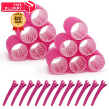 Hair Rollers, 12 Pack 12 Count Pack of 1 , Rose Red - Medium Plus