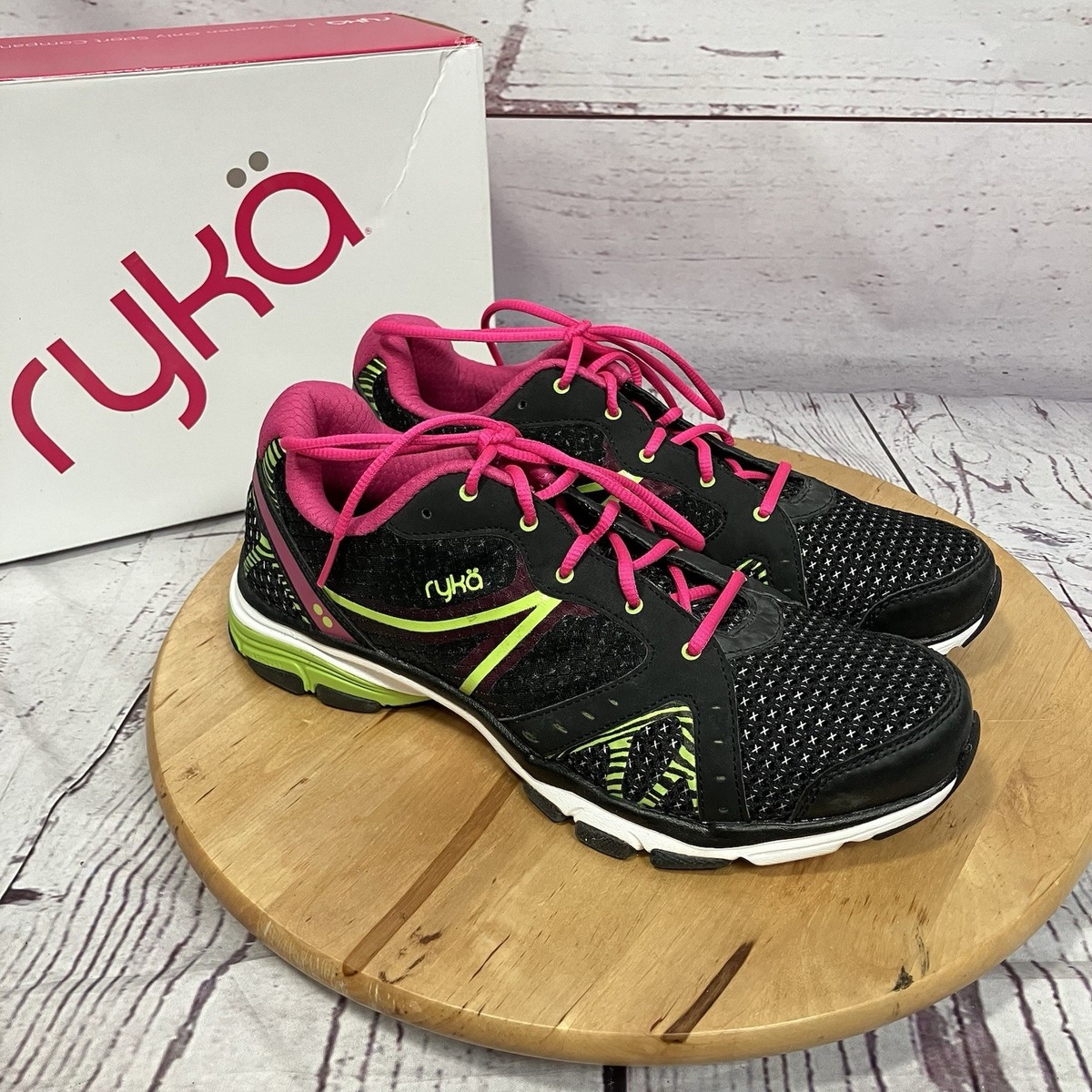 Ryka Vida RZX Training Shoes Black Pink Green Womens Size 10.5M