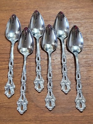 Set Of 6 Oneida Community Stainless Chandelier Serrated Fruit Grapefruit Spoons