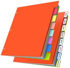 8 Tab Dividers per Set, 3 Ring Binder Index, 16 Pcs Multicolor Tabs