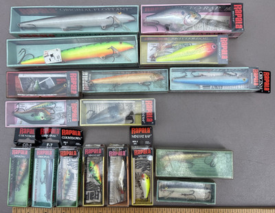 Lot of 17 NOS Rapala Fishing Lures, Some Vintage  - New In Box