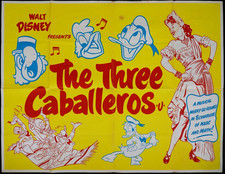 Three Caballeros ORIGINAL Quad Film Poster Walt Disney Donald Duck 1966 RR