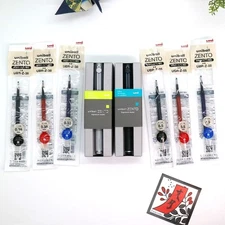 uni-ball ZENTO Signature Pen Set Silver & Black + 6 Refills (Red/Blue/Black)