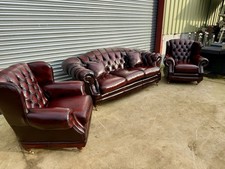 THOMAS LLOYD OXBLOOD LEATHER CHESTERFIELD SOFA SUITE FULL UK 🇬🇧 DELIVERY 🚚
