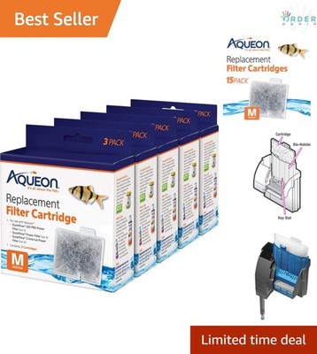 Aquarium Filter Cartridges Medium 15 Pack Activated Carbon Replacement