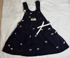 Oshkosh Bgosh Made USA Size 24 Mo Navy Blue Overalls Dress Bibs Toddler Kids