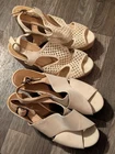 2 Pairs Lucky Brand Womens  Platform Wedge Sandals   8 B /38 Light Beige