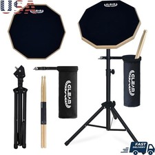 Double-Sided Drum Pad Set W/ Adjustable Stand Drumstick Holder 5A Sticks New