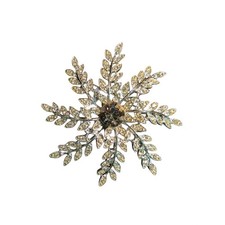 Vintage Silver Tone Rhinestone Snowflake Starburst Brooch Pin 2.5 Inch Clear