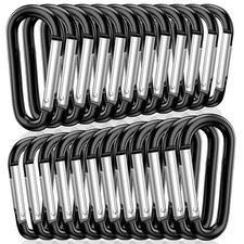 24 Pcs 2" Aluminum D Ring Carabiners Clips D Shape Spring Loaded Gate Keychain