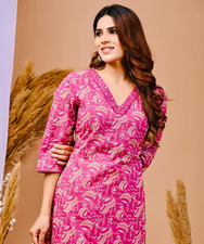 Indian Women Floral Printed Rayon Sraight Kurta Kurti Top Tunic Pakistani dress