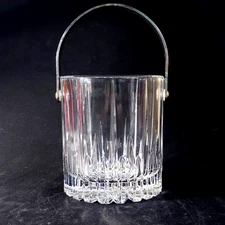 MIKASA ARCTIC LIGHTS ICE BUCKET w SILVER HANDLE, Cut Lead Crystal, 6", SLOVENIA