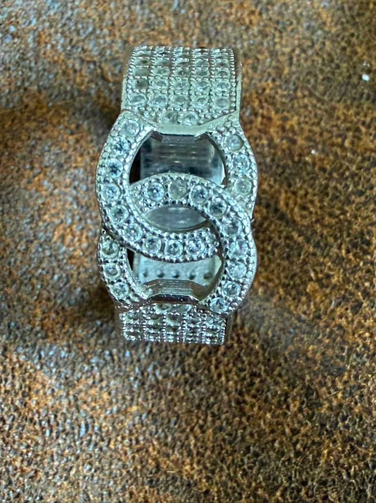 925 Sterling Silver Interlocking C Ring Pavé CZ B… - image 2