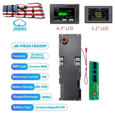 JK Inverter BMS 2A Balance 8-16S 200A Li-ion LiFePo4 Battery Energy Storage lot