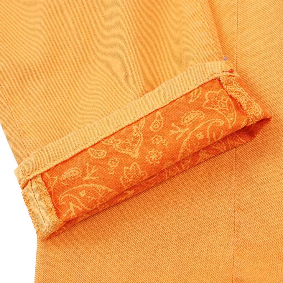 Isaia Slim-Fit Citrus Orange Garment-Dyed Denim Jeans 32 (Eu 48) NWT Imperfect - Image 4 of 4