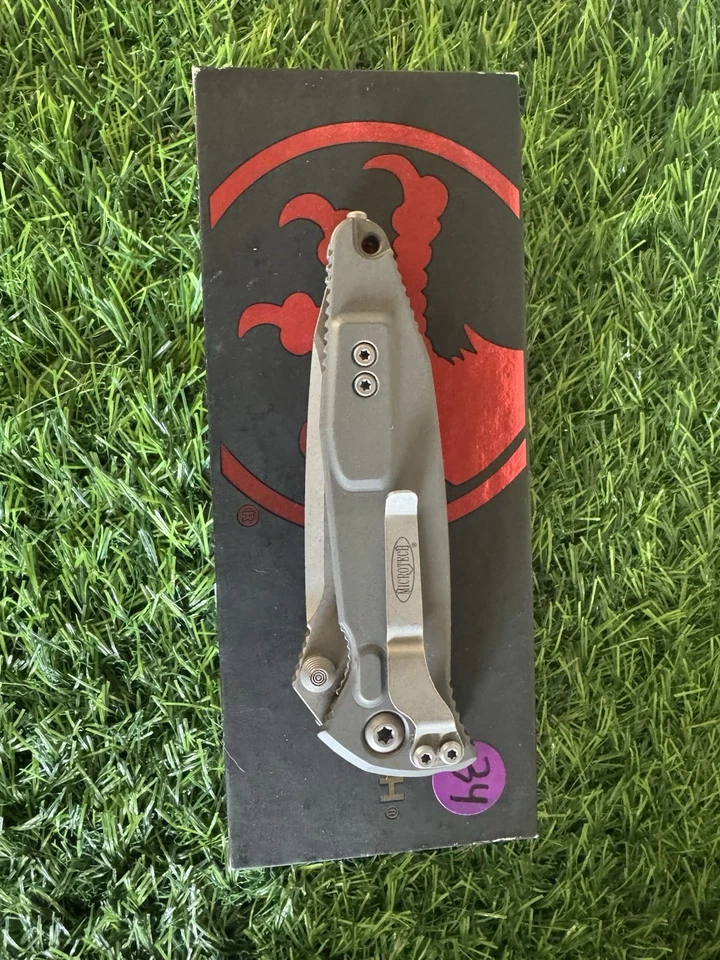 Microtech SOCOM Elite Manual Folding Tanto Blade Natural Clear Aluminum Scales - Image 3 of 3