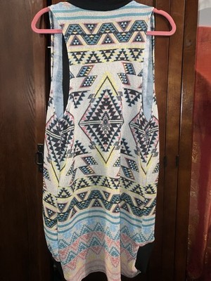 Rue21 Aztec Bright Colored Sleeveless Medium Long Light Sweater