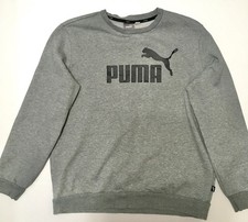 PUMA Logo Crew Neck Pullover Sweatshirt Mens Grey, Large