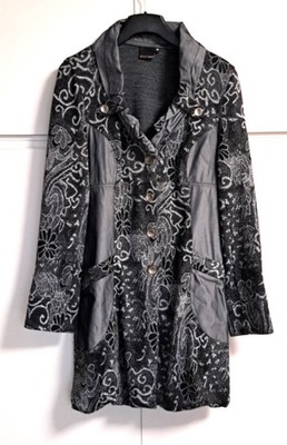 Liberty Sweatmantel Mantelkleid Longjacket Jacke Schwarz-Grau-Töne Gr. M