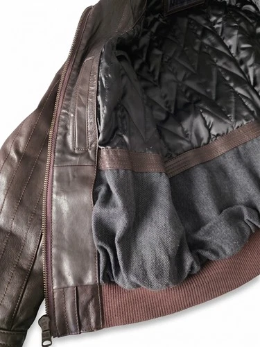 Marc New York  Men's Brown Leather Bomber Jacket Quilted Lined Sz M image 7