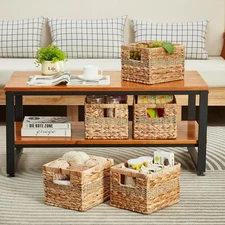 Hand-Woven Water Hyacinth Baskets Pantry Organizers and Storage with Handles