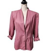 Vintage Doncaster Pink Blazer Womens 12 Structured Minimalist Chic