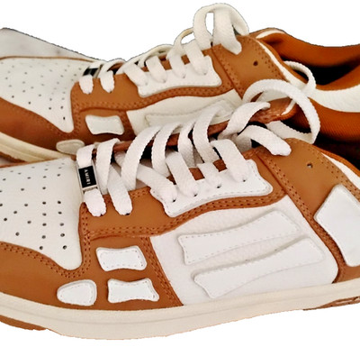 AMIRI Low Top Lace Up White Tan peanut butter real leather  Athletic Shoes