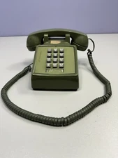 Vintage Bell System Push Button Phone Green Avocado Western Electric 2500DM
