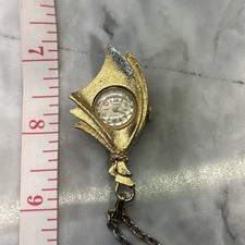 Semag Swiss 17 Jewels Vintage Pendant Watch Necklace Gold Tone