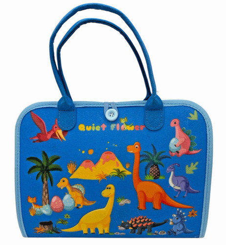 Montessori Busy Board Sensory Activity Developing Dinosaur Theme Felt Busy Book