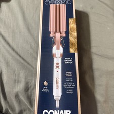 Conair Double Ceramic 3 Barrel Curling Iron, Hair Waver, Create Beachy Waves