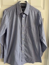 Chaps Button-Down Dress Shirt, Blue Plaid Men's M , 15-15.5 32/33 Wrinkle Free