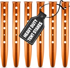 Aluminum Tent Stakes 6-Pack 12.6 in Sand Stakes Tents U-Shaped High-Visibility