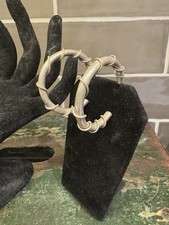 Vtg 325 Sterling Silver Large Hollow Wide Hoops Robe Wrap 44.93mm 11.71g Earring