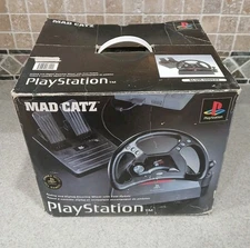 PS1 MAD CATZ RACE WHEEL PLAYSTATION 1 DRIVING STEERING RACING PEDALS SLUH-000022
