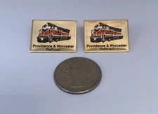 Providence & Worcester Railroad Lapel Pin Lot Of 2 Train Locomotive Button Metal