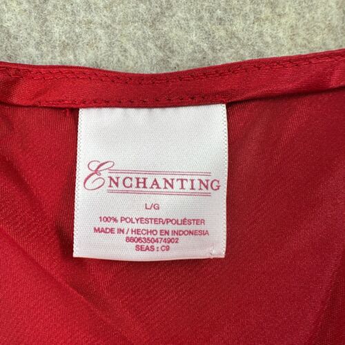 NEW VTG Enchanting Lingerie Satin Long Night Gown Women LARGE Red Slip Dress - Picture 6 of 9