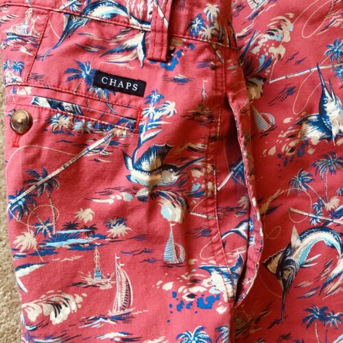 Mens 36 Shorts Chaps Swordfish cotton Melon/blue Palm Trees Sailboats - Picture 3 of 6
