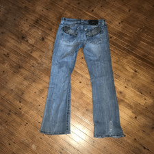Miss Me 28 boot cut hemmed bling back pocket jeans