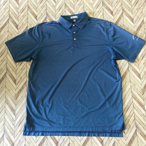 Peter Millar Men’s Striped Shirt Sleeve Performance Golf Polo Size XL - Picture 2 of 7