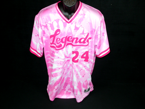 Maglia da baseball Lexington Legends firmata Kyle Hinton rosa cancro al seno tintura