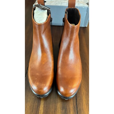 ECCO Women's MODTRAY Hydromax Water-Resistant Ankle Boot, Cognac, 7-7. 5